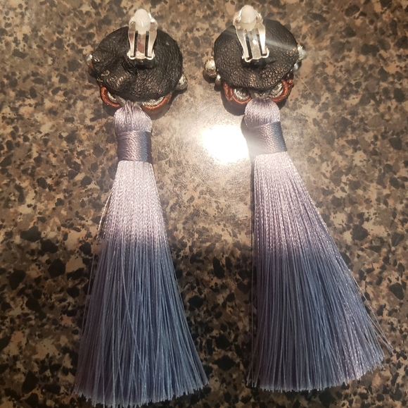 Handmade soutache and beaded tassel earrings - Picture 3 of 3
